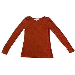 Ann Taylor LOFT Orange Lace LS Shirt Top